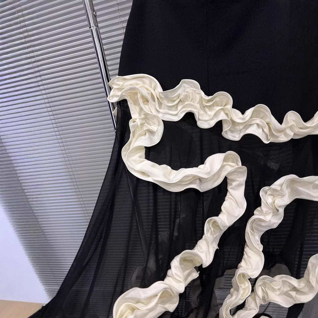 Spring 2026 Elegant Ruffled Loose Fit Versatile Slimming Skirt for Women