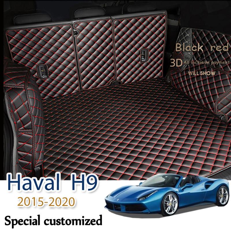 Leather Car Trunk Mat For Haval H9 2015- 7-Seat Cargo Liner Accessories Interior Boot