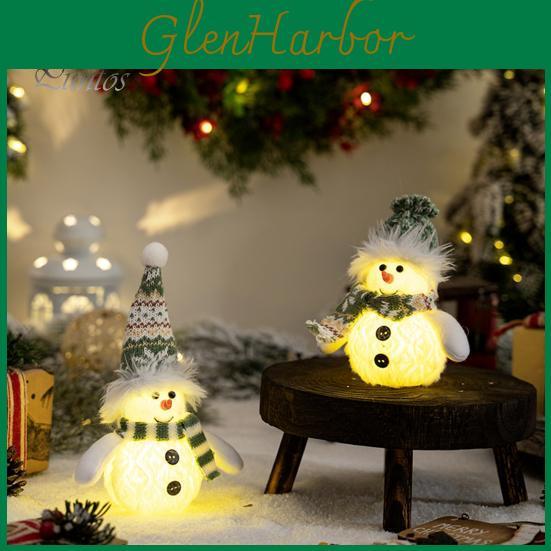 Plush Christmas Lighted Ornament Snowman Snowman Doll Battery Operated Night Light Snowman Figurine For Xmas Gifts Tabletop Decor