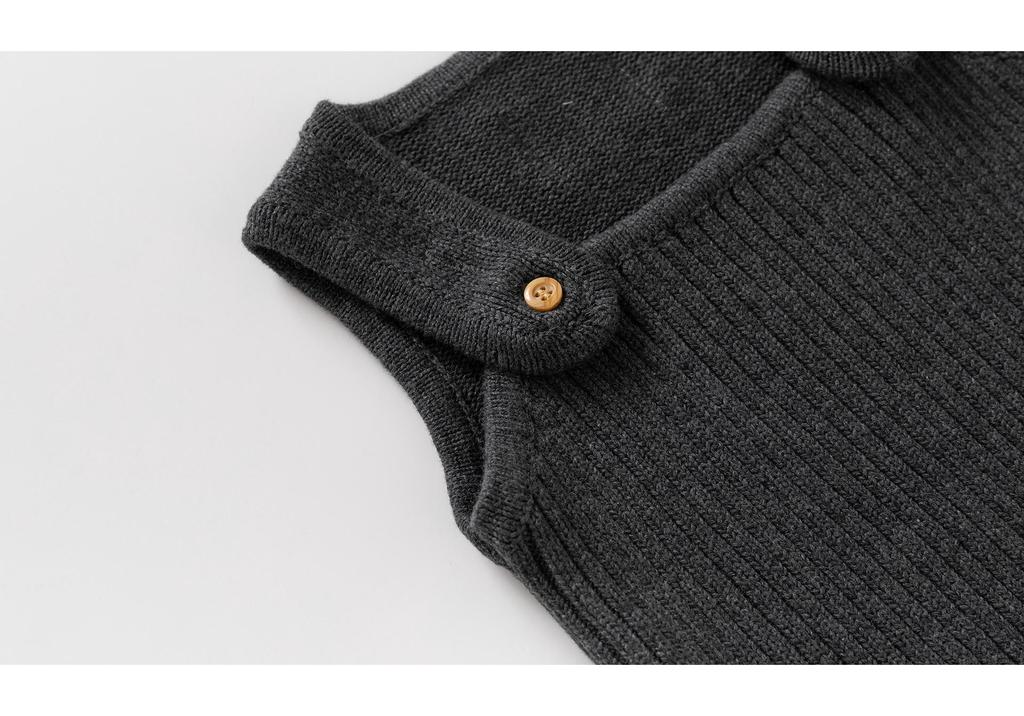 2025 Autumn/Winter Unisex Baby Wool Knit Dark Grey Overalls Jumpsuit
