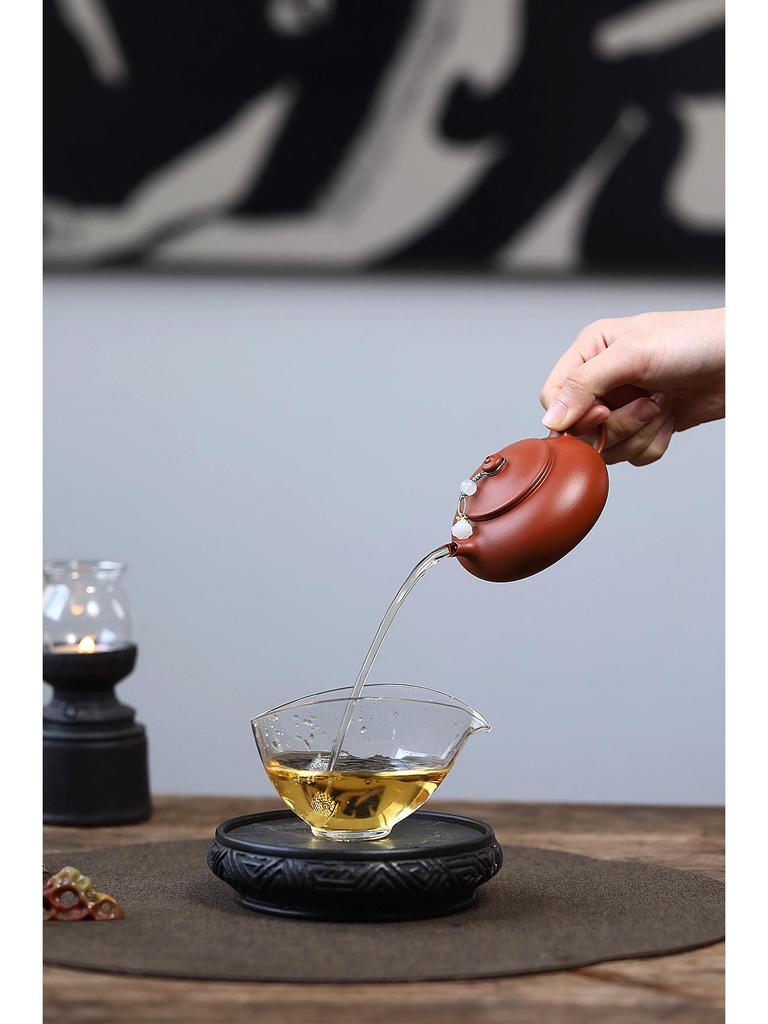 Hanjiang Zhu Ni Plain Inner Push Ball Hole Yixing Zisha Teapot Tea Set