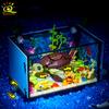 Non-Toxic Moc Fishbowl Aquarium Building Blocks Sea Turtle Fish Tank With Light Bricks City Construction Toys For Children Kids
