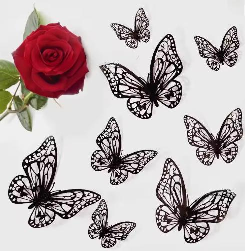 48pcs/4set 3D Butterfly Wall Decor 4 Styles 3 Sizes,Butterfly Decorations for Butterfly Birthday Party Cake Room Decorations