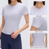 Crew Neck Tight Yoga Short Sleeve Women's Summer Nude Elastic and Thin Fitness T-shirt Running Sports Top D11080
