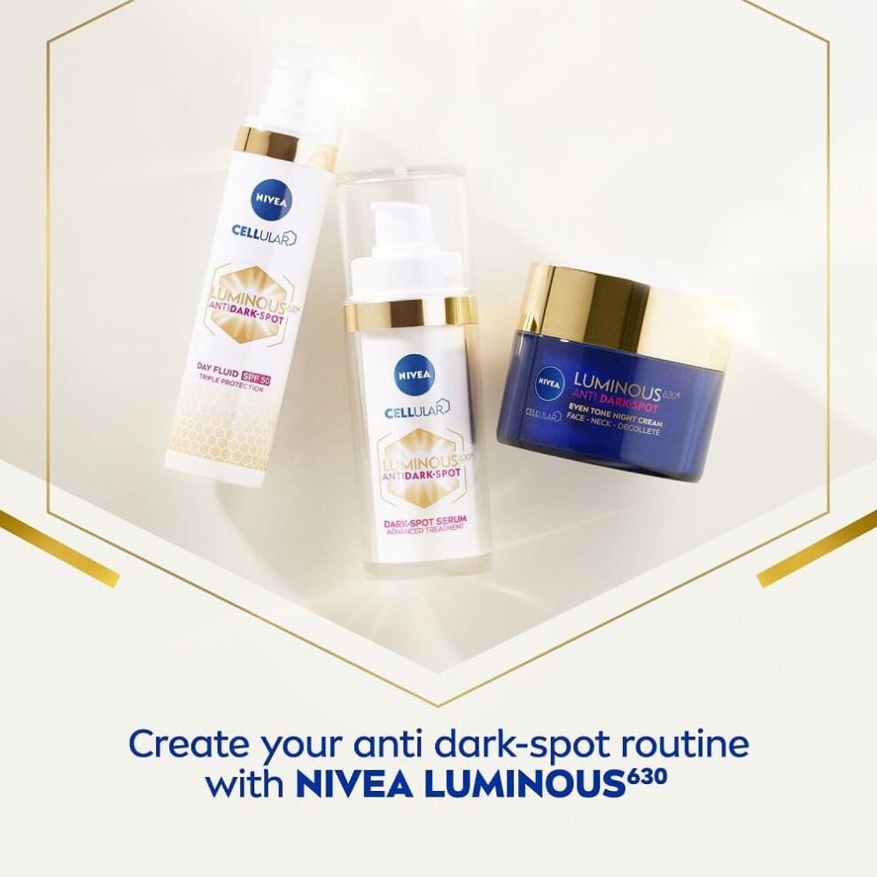NIVEA Cellular Luminous 630 Crema Giorno Anti Macchie SPF 50 40ml Fluido Idratante Protegge l'Imbrunimento Fotoinvecchiamento Pelle Liscia Illuminata