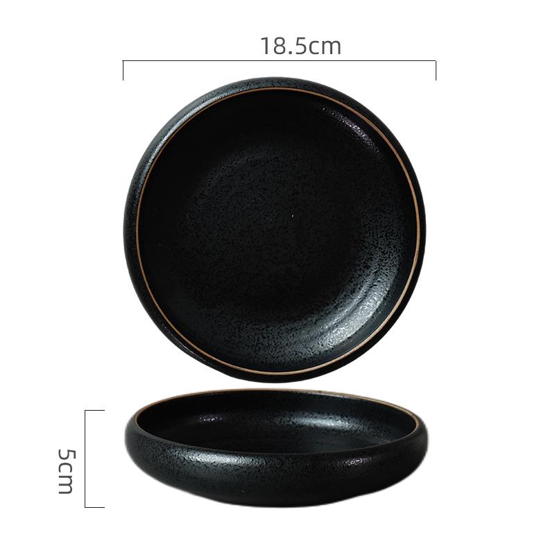 Round Ceramic Fruit Salad Plate Soup Basin 7 Inch Ramen Bowl Home Kitchen Retro Tableware Cooking Plate Snack Bread Dessert Bowl