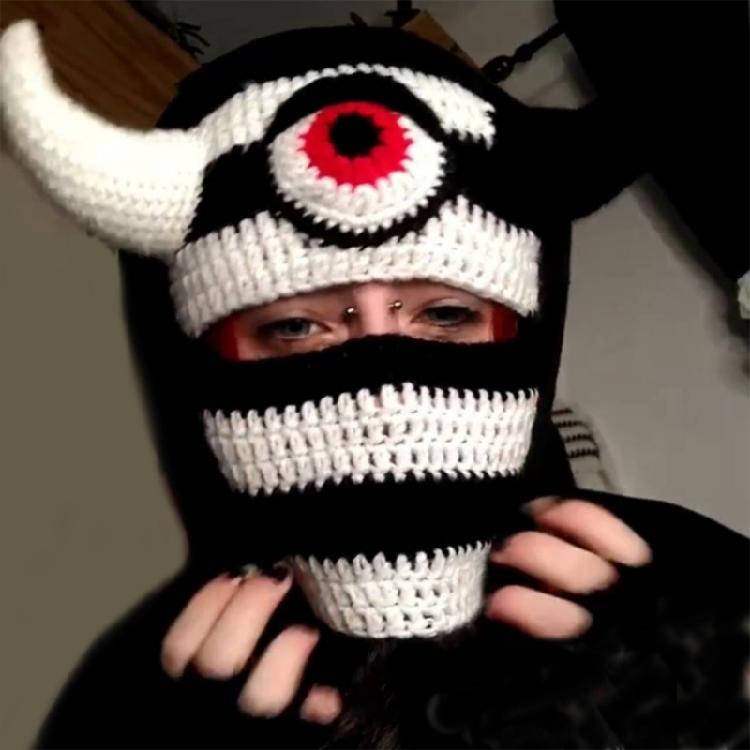 Halloween Cosplay Horn Balaclava Hats Balaclava Winter Knitted Hats Headgear