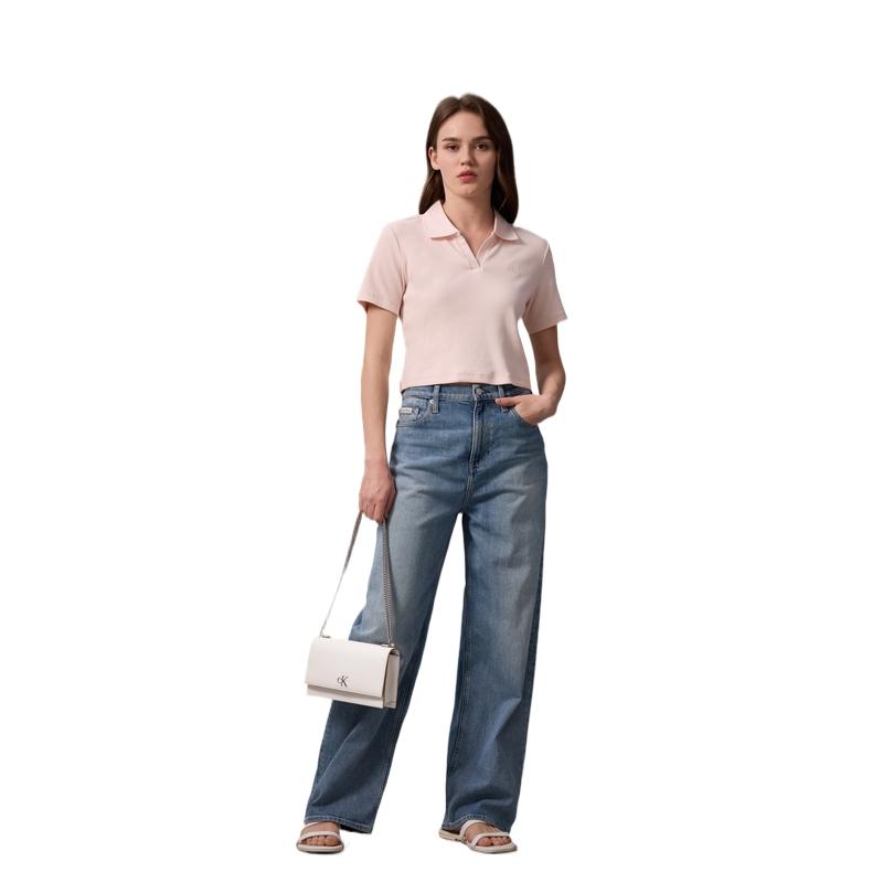 Calvin Klein Minimalist Metal Chain Artificial Leather Shoulder Bag Medium Women Bags Beige DH2806-WGY