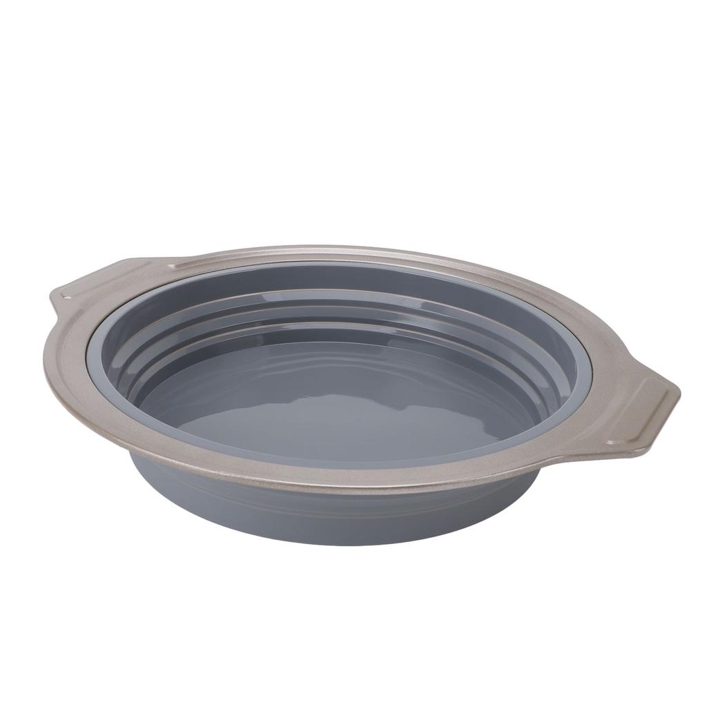 Silicone Cake Pan Foldable Press Type Quick Release Round Baking Pan for Layer Cake Cheese Cake Chiffon Cake Grey