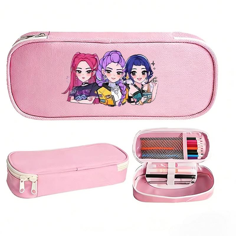 K-pop Demon Hunter Girl Group Pencil Case - Korean Style, Multifunctional Oxford Cloth Stationery Box for Students.