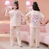 Korean-Style Girls' Pajamas: Long Sleeve, Round Neck, Princess Cartoon Design for Spring & Autumn - Medium/Large Sizes