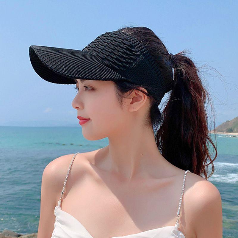 

Summer Air Top Knitting Sun Hat Women s 2025 New Arrival Running Sports Peaked Cap Cycling Baseball Cap Black All yards