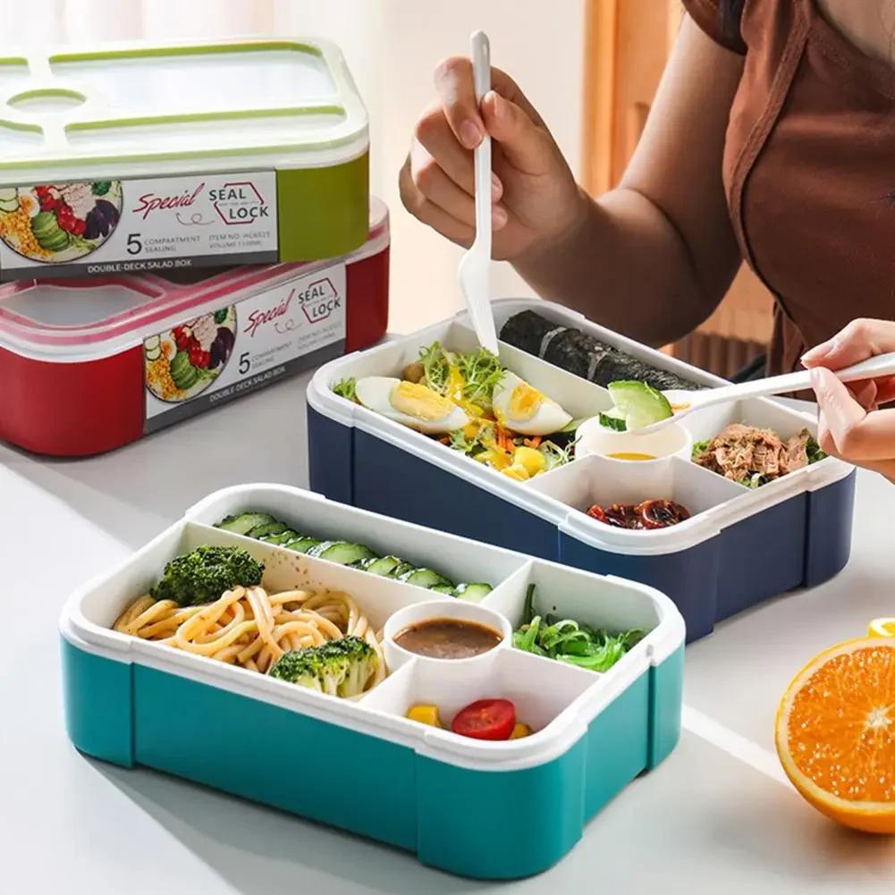 Picknick-Salat-Lunchbox Mikrowellengeeignet Studenten-Sandwich Versiegelte Lunchbox Bento-Box Kinder-Lunchbox Haushalts-Meal-Prep-Behälter