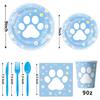 Blue and Pink Dog Paw Birthday Party Disposable Tableware Set
