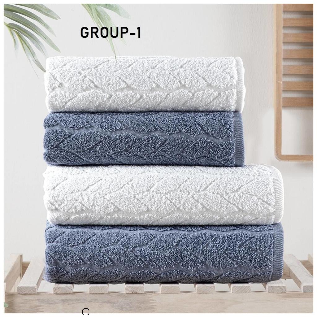 Set of 4..100% Cotton Hand Face Hair Bath Towel Set..2 Pcs 50x90 Cm Hand-Face Towel+2 Pcs 70x140 Cm Bath Towel 100% Soft Cotton, Super Water Absorbent