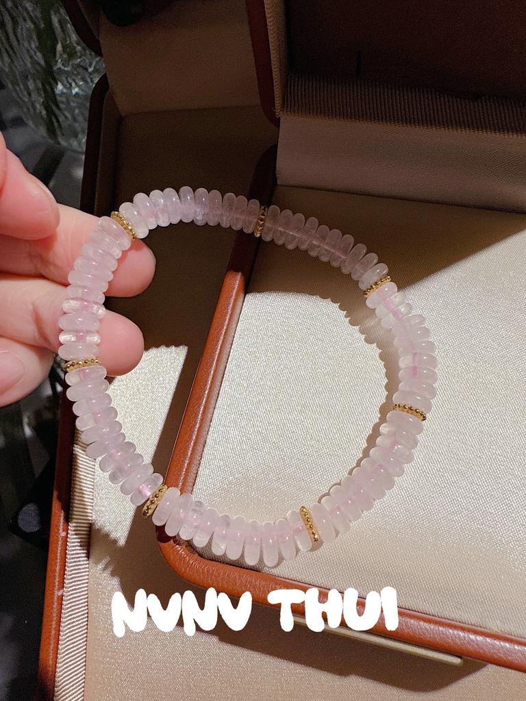 Designer Natural Pink Crystal Qingti Milk Cover Huamer Bear Bracelet Tianhe Stone Fluorite Small Waist Beaded Bracelet