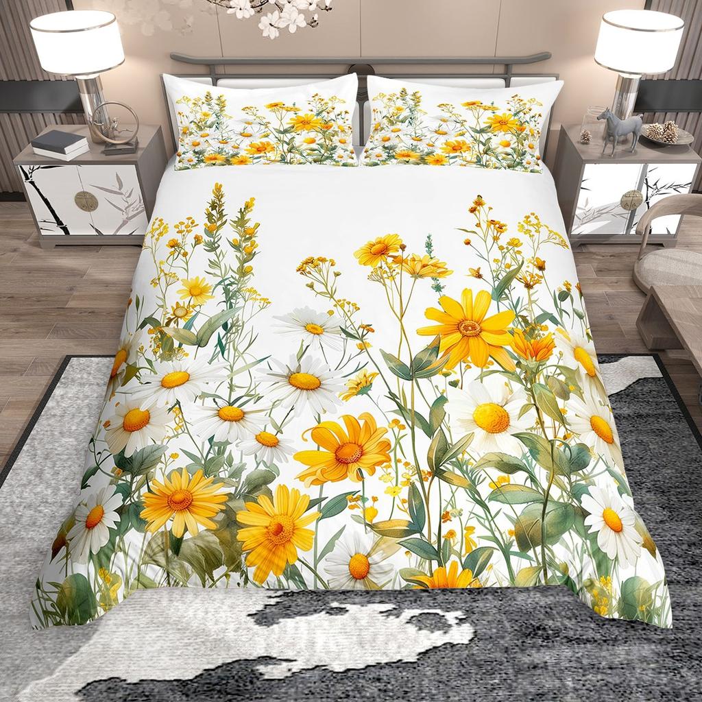 Homewish Watercolor Floral Duvet Cover Set For Girls Spring Garden Flower Bedding Set Flying Butterfly Comforter Cover Set