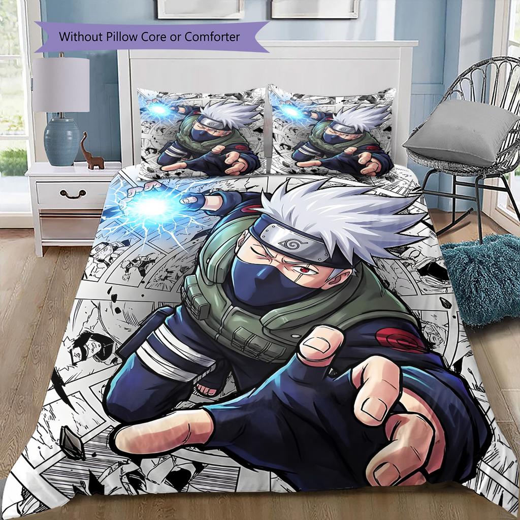 Naruto Bedding Set, 1 Duvet Cover & 2 Pillowcases, Home Bedroom, Perfect Gift for Naruto Fans