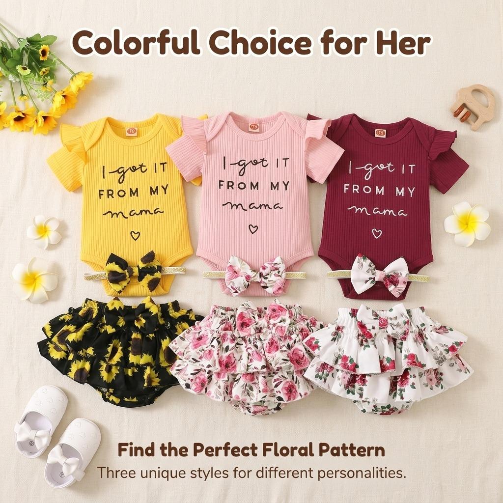 Nuovo Outfit Estivo Stile Fatina Abbigliamento per Bambini Tuta con Pantaloncini Set Abbigliamento Estivo Floreale Dolce Piccola Principessa