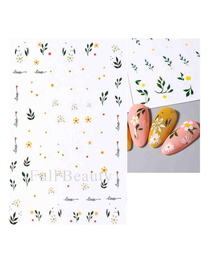 Autocollants 3D pour Nail Art, lignes ondulées abstraites colorées, décalcomanies à fleurs et feuilles florales, décoration d'ongles