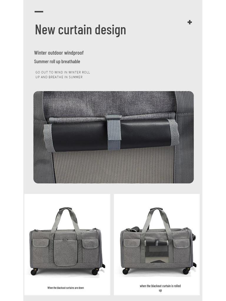Portable Foldable Pet Trolley Bag: Large Capacity, Breathable Design, Hand-Held for Cats and Large Pets