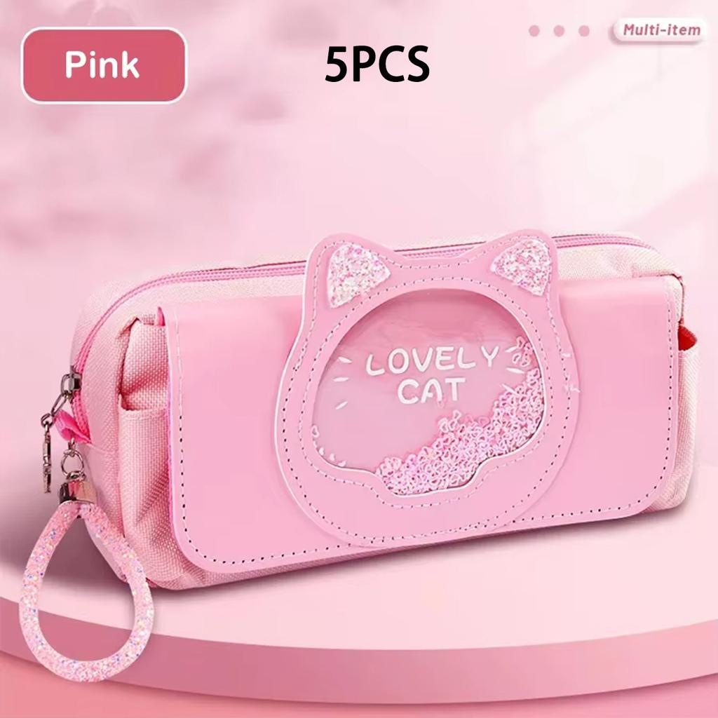 Kawaii Quicksand Pencil Case Large Capacity Multifunctional Pen Box Cute Storage Bag School Office Supplies Stationery