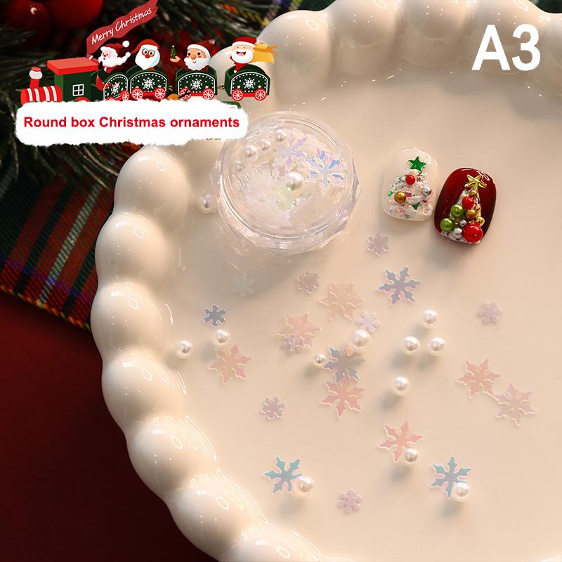 Christmas Red/Green Pearl Nail Rhinestone Mixed Size Pearlescent Colorful Beads Nali Charms Christmas Manicure Jewelry