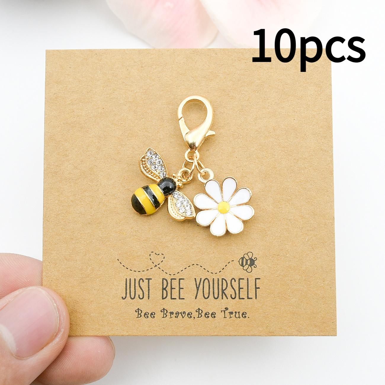 10pcs Just Bee Yourself Positive Encouragement Gift Set, Includes 10 Cheer-up Cards and 10 Bee Keychains. Cute Friendship Gift