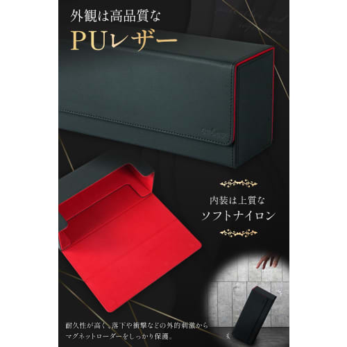 Cr?er Magnetic Loader Storage Case [Stores the Loader Entirely/Large Capacity] PU Leather Trading Card Case Deck Case for Trading Cards (Red, Holds 36