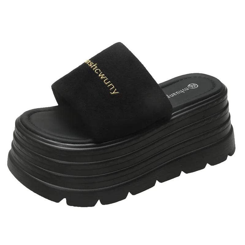 Fashion 8CM Casual Wedge Slippers for Women New Summer Non Slip Platform Sandals Woman Open Toe Comfortable Female Chunky Beach Slippers