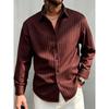 Men's Slim Vertical Striped Long Sleeved Shirt, Loose Collared Casual Shirt, Simple and Versatile Men's Top for Daily Commuting