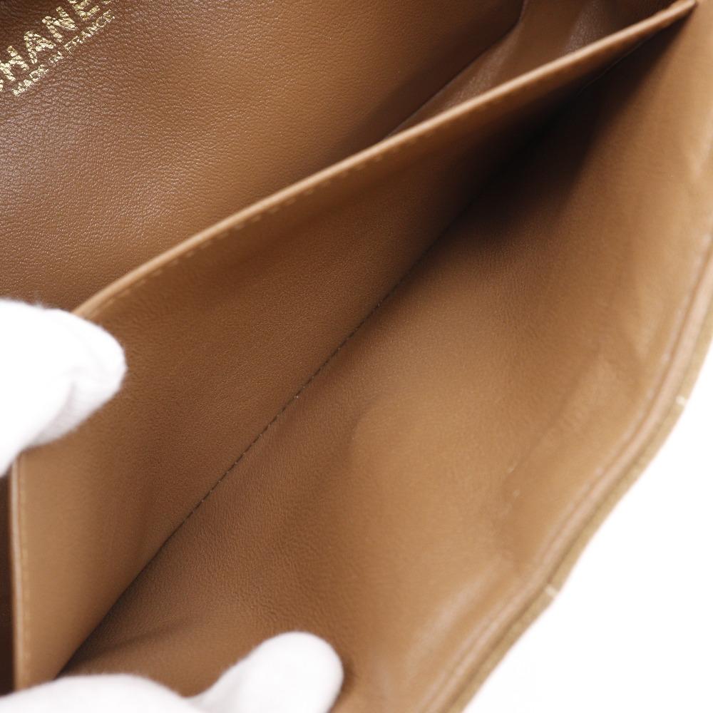 Chanel Chocolate Bar Handbag One Handle Brown/yellow Suede Women Used