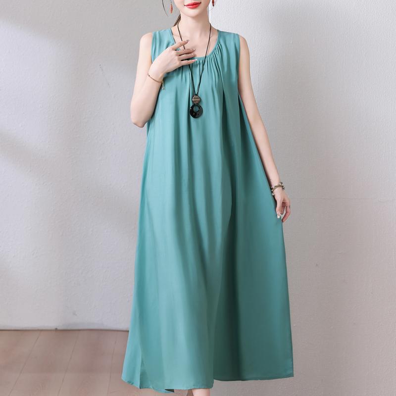 Plus Size Summer Long Dress for Women Clothes Elegant Sleeveless Loose Casual Dress