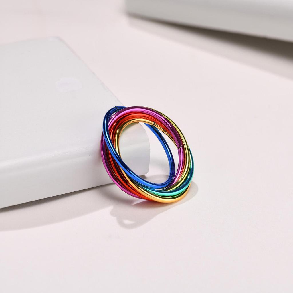 Colorful Stainless Steel 6-Ring Set for Men and Women - Fashionable and Unique Jewelry, R-599