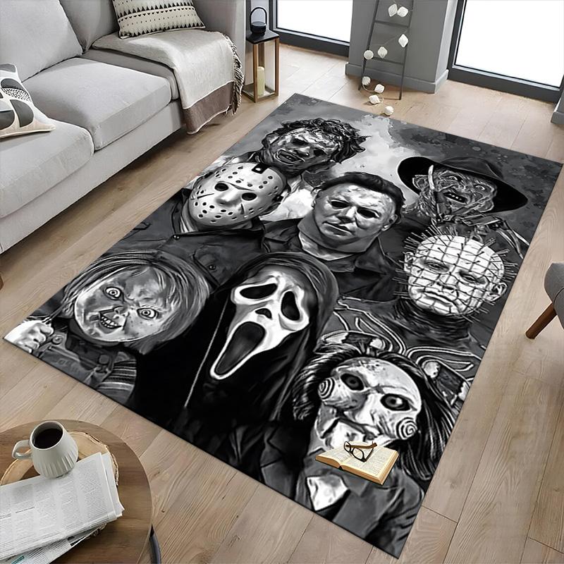 Horror Icons Collage Carpet For Playroom Bedroom Living Room Sofa Home Decorkids Game Area Rug Nonslip Floor Mat