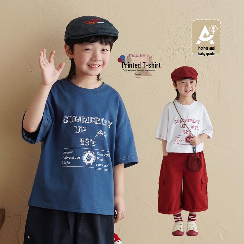 

Boys Letter Print Cotton Short Sleeve T-Shirt 120