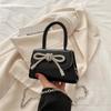2023 Winter Bow French Textured Shoulder Bag - Stylish Small Square Messenger for Women