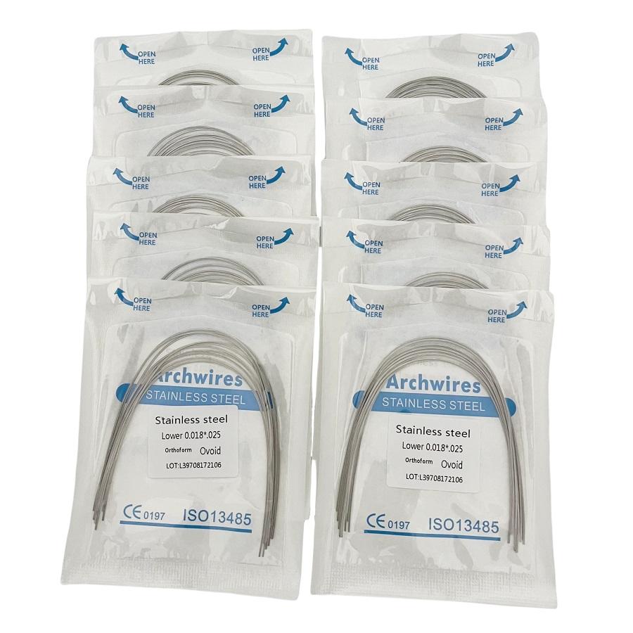 10pcs Dental Stainless Steel Wire Orthodontic Arches Super Elastic Ovoid From Archwire Rectangular/Round Dentist Ortho Material Fuel Injectors 6