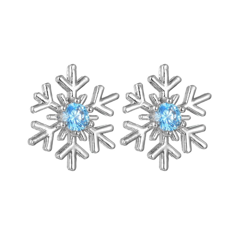 Crystal Zircon Snowflake Stud Earrings For Women Shiny Rhinestone Charm Earring Girls Christmas New Year Birthday Jewelry Gifts