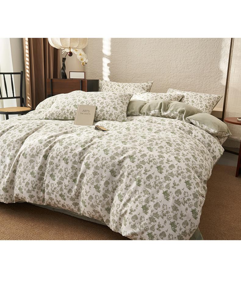 Mei Yun Ge Full Cotton Double-layer Yarn Four Piece Set Washed Cotton French Retro Pure Cotton