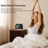HUO JI Digital Alarm Clock with Large LED Screen, Adjustable Color & Brightness, Radio, 8-Color Dimmable Night Light, Nature Sounds, Sleep Timer, Doub