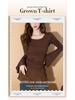 Spicy Girl Plus Size Waist-Cinched Bell Sleeve Women's Slimming U-Neck Long Sleeve Top for Spring, Autumn, Winter.