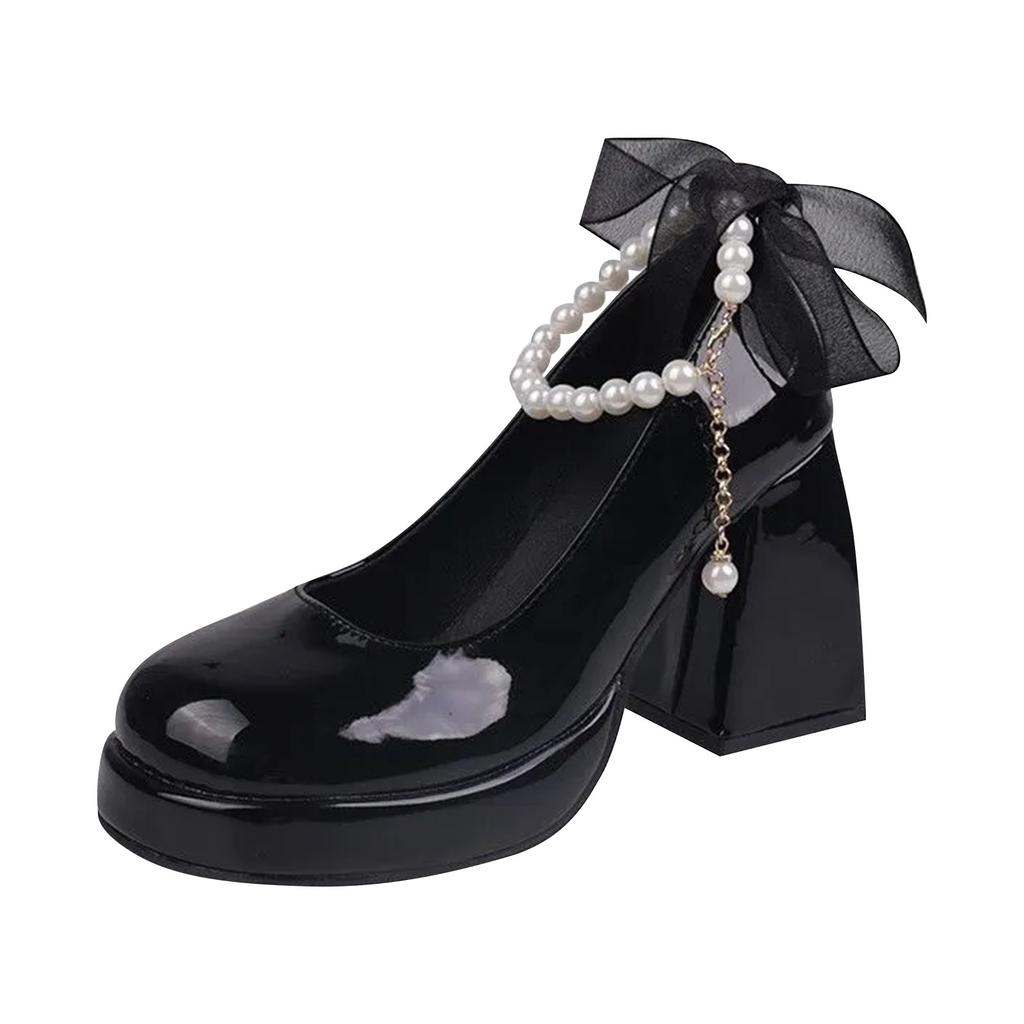 Spring And Autumn New French Vintage Mary Shoes Small Leather Shoes Thick Heels Shallow Mouth Single Shoes