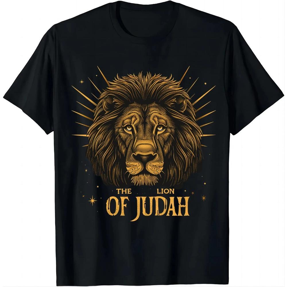 Jesus Lion of Judah Gift for Men Women T-Shirt Vintage T Shirt Animal Fashion Short Sleeves Top Streetwear Ropa Hombre