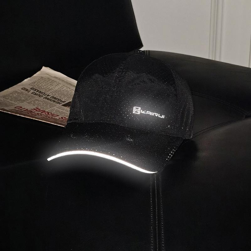 Spring and Summer Breathable Mesh Baseball Caps, Men's Reflective Letter Sandwich Brim Sun Hats, Sun-protective Baseball Caps