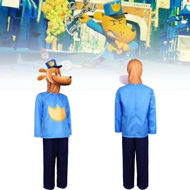 Çocuklar İçin Şık Köpek Adam Cadılar Bayramı Cosplay Kostümü Unisex Polyester Kumaş