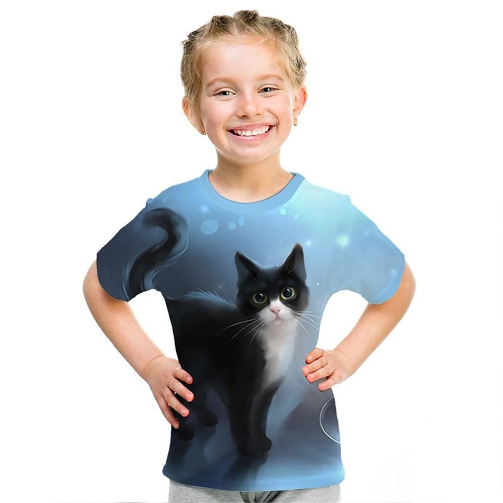 Animal Horse 3d Printed Fun Girls' T-Shirt Children's Clothing Top Tee Baby Girl T-Shirt Summer Casual Short Sleeve