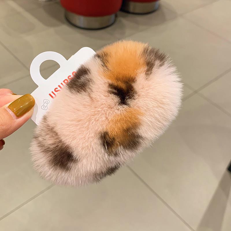 Autumn and Winter Clip Furry Hairpin Korean Super Fairy Plush Hair Accessories Rex Rabbit Fur Super Cute Fur BB Side Clip