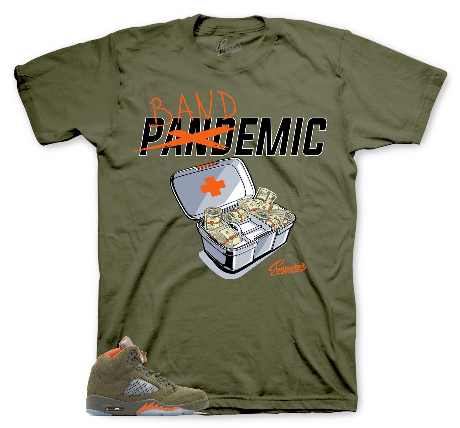 Shirts To Match Retro 5 Olive AJ5 - Bands Sneaker Tee 4XL