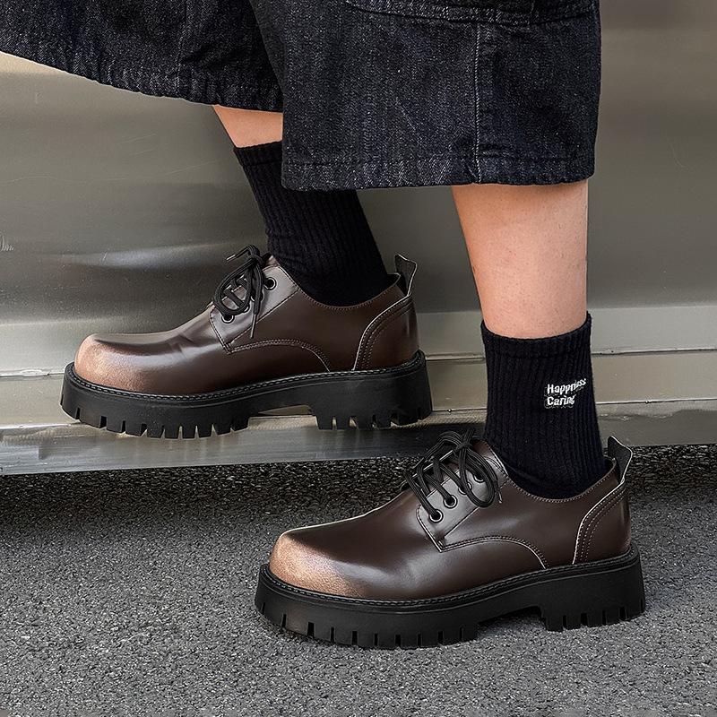 2025 new derby shoes big head shoes niche high-end thick soles increase height casual versatile trendy men's shoes 3138-Q